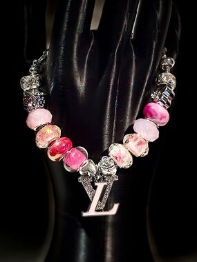 Luxury Pink Bead Charm Bracelet